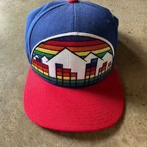 Blue and Red Denver Nuggets Snapback Hat with Geometric Patch